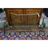 A 19th century brass folding spark guard 45 cm high x 69 cm wide to/w a pair of 19th century cast