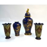 A pair of Royal Doulton vases, 20 cm high,