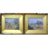 Herbert Collyer (1863-?) - Pair of rural harvest views, both signed and dated 1918, 22.