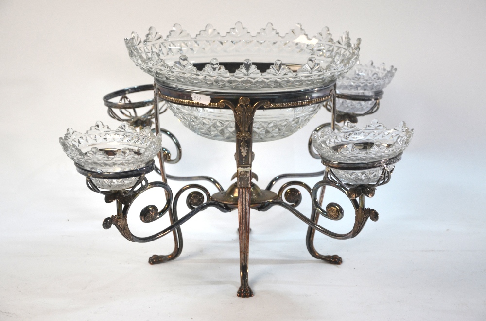 A Victorian electroplated epergne in the Adam manner,