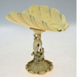 A 19th century Continental ivory bonbon comport of foliate form,
