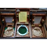 Five 1880 pattern Azimuth circles in wooden boxes