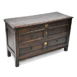 An 18th century oak mule chest,