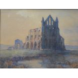 Lionel T Crawshaw (1864-1949) - 'Whitby Abbey', watercolour,