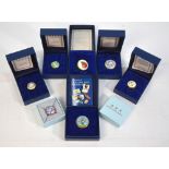 Seven various Halcyon Days small enamel boxes - Graham Rust Strawberry and Bee, 1996, 2000,