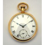 A 9ct gold open-faced pocket watch with top-wind English movement in Dennison case,