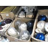 A large quantity of Admiralty patt 19078 blue glass light shades,