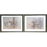 Basil Nightingale - Two horse and rider hunt prints,