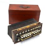 A 19th century inlaid rosewood and ebonised accordion by W Winrow & Son, Hollow Stone,