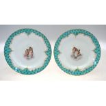 A pair of Meissen shallow dishes, turquoise ground,