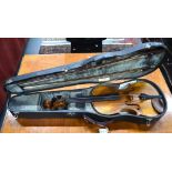 A Victorian violin with 36 cm one-piece back and deep scroll, label within for 'Henry Yeats,