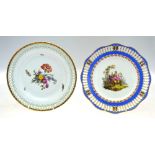 Two Berlin cabinet plates with reticulated borders,