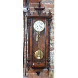 A late 19th century Vienna regulator wall clock,