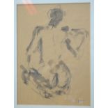 EWH - Figurative nude study, pencil and wash, signed with initials lower right, 37 x 26.