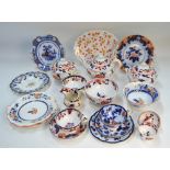 A collection of 19th century Ridgway teawares decorated in the Imari style,