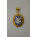 Robert Phillips - A Victorian bloomed gold pendant featuring a mosaic of dove amongst foliage on