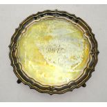 A silver pie-crust visiting card salver in the Georgian manner, Barker Brothers Silver Ltd.