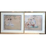 An associated pair of Chinese pictures on silk;
