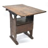 A rare early oak boarded monastic/tavern box chair-table,