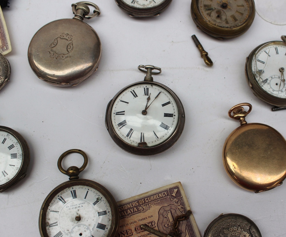 A late George III silver pair cased pocket watch together with a collection of pocket watches, - Image 2 of 4