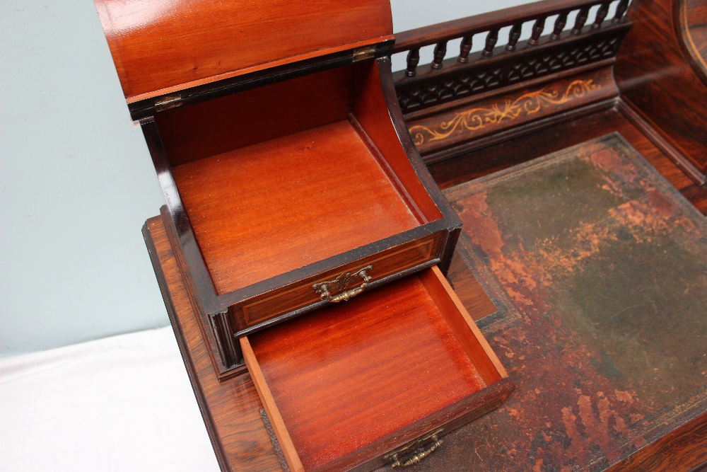 An Edwardian rosewood Carlton house desk, the superstructure with a spindle gallery, - Image 5 of 6
