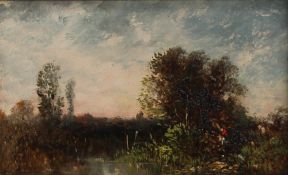 19th Century British School
A landscape scene with a river in the foreground
Oil on board
12 x 20cm