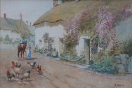 F Hines
A street scene with chickens in the foreground
Watercolour
Signed
23 x 33.