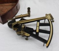 An ebony and lacquered brass navigational octant by Gray & Keen, Liverpool,