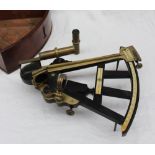 An ebony and lacquered brass navigational octant by Gray & Keen, Liverpool,