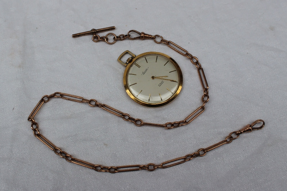 A 9ct yellow gold Albert watch chain with oval link,