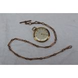 A 9ct yellow gold Albert watch chain with oval link,