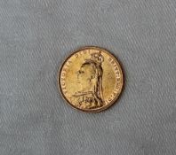 A late Victorian gold sovereign dated 1888