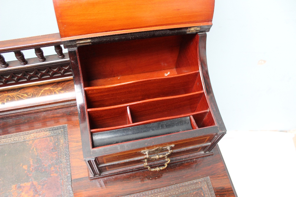 An Edwardian rosewood Carlton house desk, the superstructure with a spindle gallery, - Image 4 of 6
