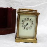 A 20th century French Brass carriage timepiece,