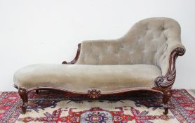 A Victorian rosewood framed chaise longue,
