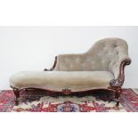 A Victorian rosewood framed chaise longue,