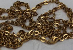 An 18ct yellow gold chain, with flattened oval links, 70cm long,