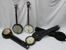 The B&M Perfect five string banjo, together with a W.