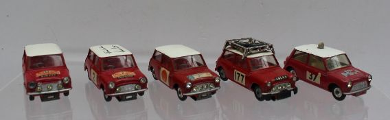 Five Corgi models of mini's, including a 1967 Monte-Carlo winner B.M.C. Mini Cooper 'S' No.