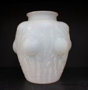 A Rene Lalique Dom-Remy vase, of shouldered ovoid form with shallow collar neck,