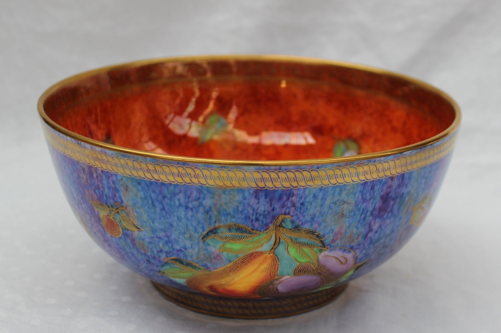 A Wedgwood fruit lustre bowl to a design by Daisy Makeig-Jones with fiery mottled orange interior - Image 3 of 5