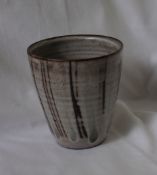 A pottery vase by David Andrew Leach, of tapering cylindrical form, seal mark to the back, 10.