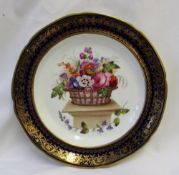 A Swansea porcelain dished plate decorated in the Lysaght pattern,
