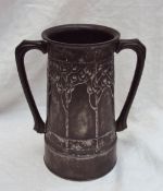 A Tudric pewter twin handled vase designed by David Veasey, model No.