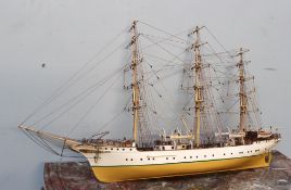 A scratch built model of a sailing ship,