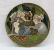 A Dennis China Works pottery trial plate decorated in the Koala pattern,