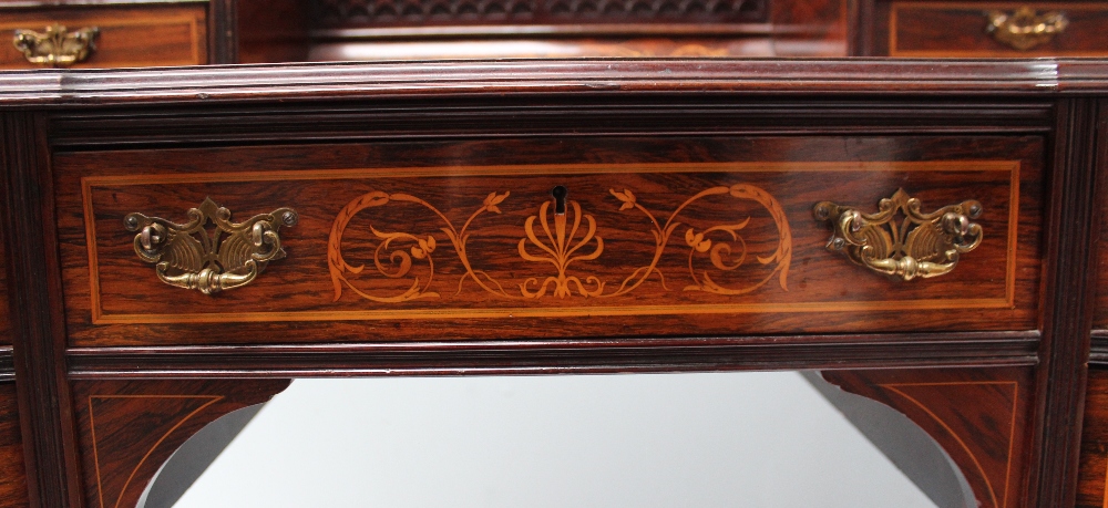 An Edwardian rosewood Carlton house desk, the superstructure with a spindle gallery, - Image 6 of 6