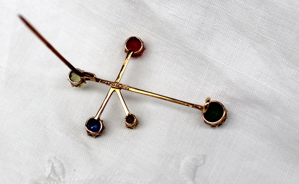 A 15ct yellow gold Southern Cross Brooch, set with a ruby, sapphire, - Image 2 of 5