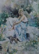 Gordon King
A Young girl and a cat seated in a garden
A limited edition print No.