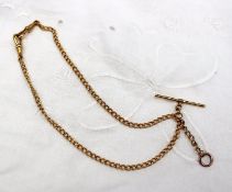 A 9ct yellow gold Albert chain with twisted oval links,